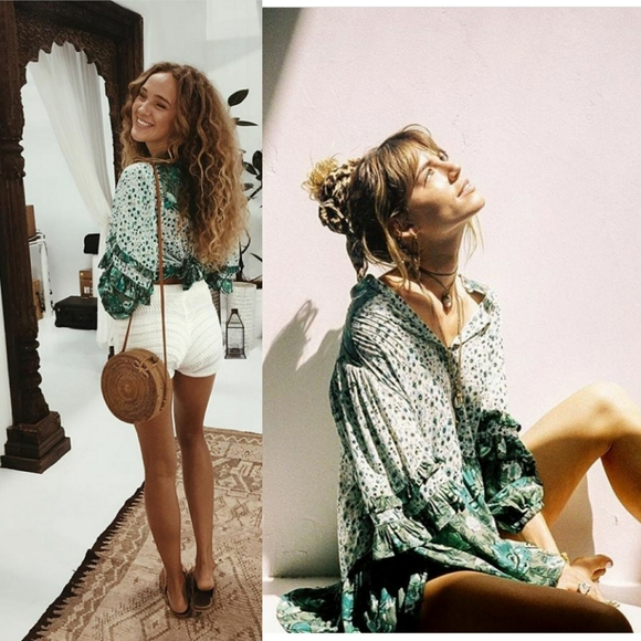 Winona Blouse Ivy green Spell Designs top XS lurex - Picture 2 of 8